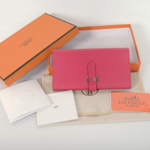 1:1 Quality Hermes Bearn Japonaise Smooth Leather Bi-Fold Wallets H208 Peach Replica